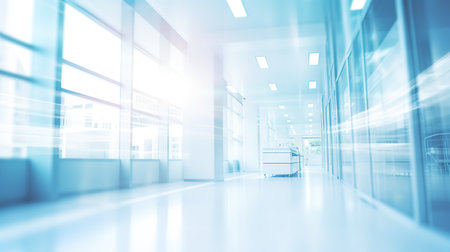 Abstract blur of a hospital hallway, perfect for a backgroundの写真素材