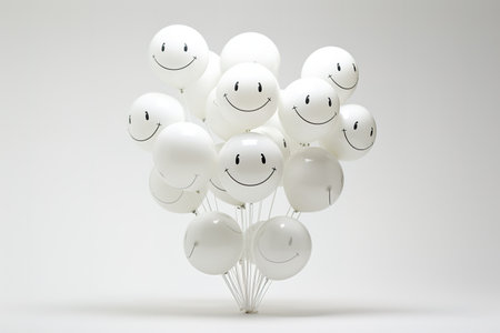 3D Render of Minimal and simple decoration on a white background, creating a happy and inviting imageの写真素材