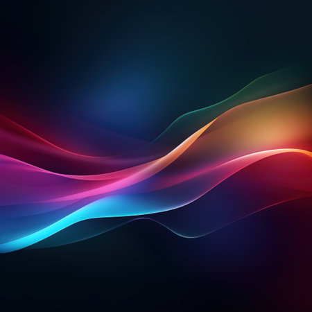 Abstract colorful waves on a dark backgroundの素材