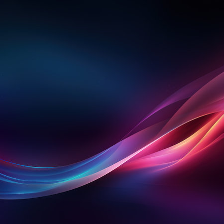 Abstract colorful waves on a dark backgroundの素材