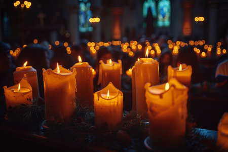 Candlelight Vigil for Good Friday with Background Choir Hymns.の素材