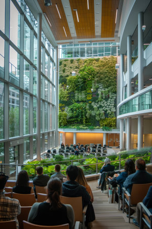Urban sustainability conference highlights eco-friendly buildings, waste control, and transportation upgrades.の素材