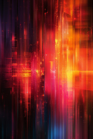 Modern digital art features neon abstract with metallic textures, showcasing abstract blur and symmetry.の素材