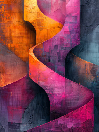 "Neon hues on metallic textures enhance the futuristic abstract digital painting."の素材