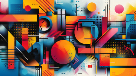 Abstract backgrounds are colorful, vibrant, and feature modern geometric shapesの素材
