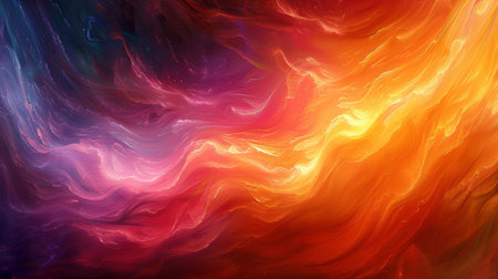 Abstract expressionism digital art bursts with vibrant hues, dynamic energy, and textured canvas flow.の素材