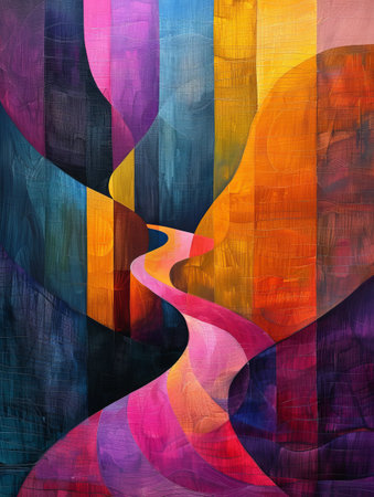 Pastel abstract showcases ethereal landscapes, surreal shapes, and vibrant color splashes.の素材