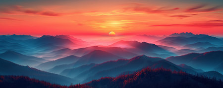 Sunrise and sunset digital wallpapers, vibrant colors with minimalist designsの素材