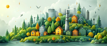 Educational infographics depict engaging environmental concepts through diagrams with visuals.の素材