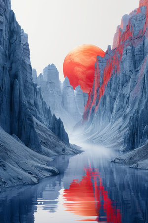 Digital art featuring desert vistas and mountains with minimalistic designs and abstract elements is captivating.の素材