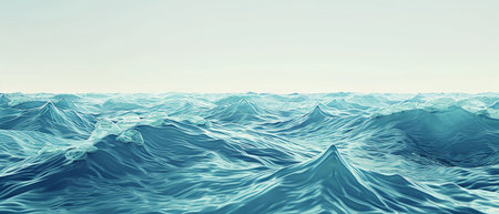 Calm beauty of the sea captured in minimalist ocean wave illustrations exuding tranquility and grace.の素材
