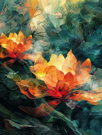 Environmental art showcases abstract patterns and vibrant, surreal landscapes in digital art.の素材