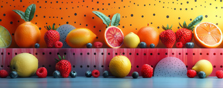 Food illustrations with minimalist design showcase abstract patterns and vibrant colors in a unique way.の素材