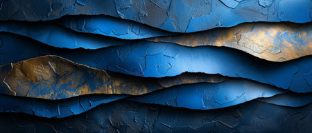 Artistic modern black and blue abstraction, bold geometric shapes, luxurious vibrant texture.の素材