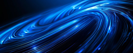 Creating contemporary aesthetic with bold lines, sleek shadows, vibrant blue, black abstract art, and futuristic texture.の素材