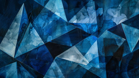 Luxurious black and blue abstract art with sleek shadows, light effects, and elegant geometric patterns.の素材