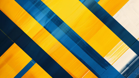 Create a stylish contemporary poster with modern, bold abstract graphic design and vibrant yellow-blue stripesの素材