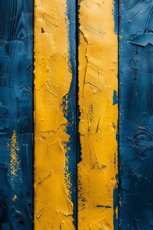 Trendy abstract wallpaper with sharp yellow-blue stripes exudes a minimalist vibe for digital fashionの素材