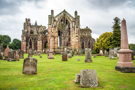 Melrose Abbey, Scotland, Great Britainの写真素材