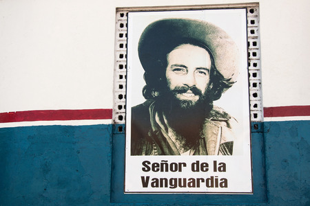 HAVANA, CUBA - FEBRUARY 11 - Camilo Cienfuegos poster, mural on the wall by an unknown author on February 11, 2011のeditorial素材