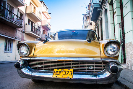 classic American car on streets of Havanaのeditorial素材