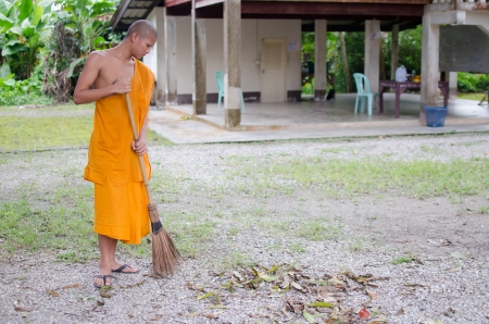 Thai monk Sweep temple の写真素材