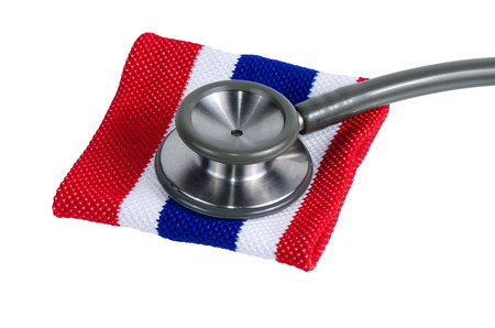 Medical stethoscope and Thailand flag symbol on isolate の写真素材