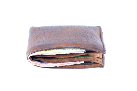 Leather wallet  Isolated on a white background 