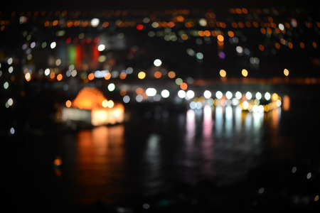 City night light blur bokeh, Defocused background.の写真素材