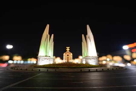 Democracy Monument at night, Bangkok, Thailand.のeditorial素材