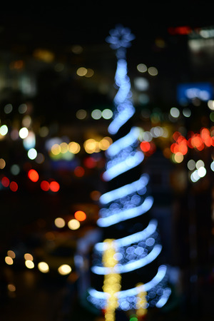 Bokeh in shape of close up Christmas tree.の写真素材