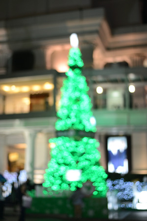 Bokeh in shape of close up Christmas tree.の写真素材