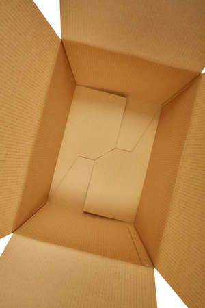 Brown blank paper box isolated on white background.の写真素材