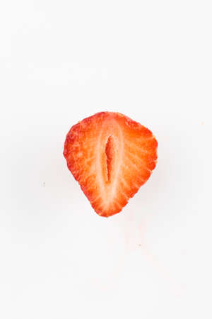 Strawberries with strawberry leaf on a White background.の写真素材