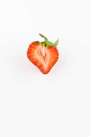 Strawberries with strawberry leaf on a White background.の写真素材