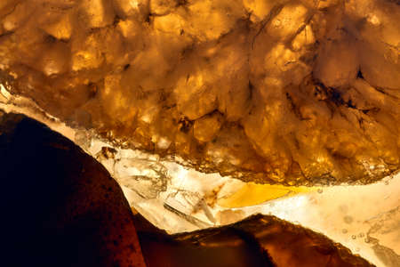 Shiny and glittering yellow crystal photo, Close-up shot.