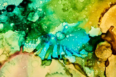 Abstract fluid art painting with alcohol ink.の写真素材