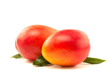 Mango slice on white background.