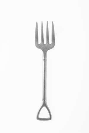 Silver fork isolated on white background.の写真素材