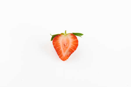 Strawberries with strawberry leaf on a White background.の写真素材