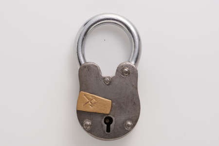 Metal lock on white backgroundの写真素材