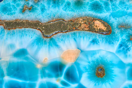Close up shot of Larimar mineral Crystal photo, background, texture