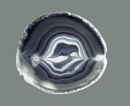 Backlight shotting of a agate crystal cross section with isolated on white background.の写真素材