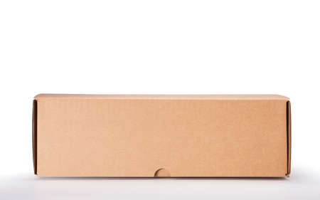 Paper cardboard box isolated on white backgroundの写真素材