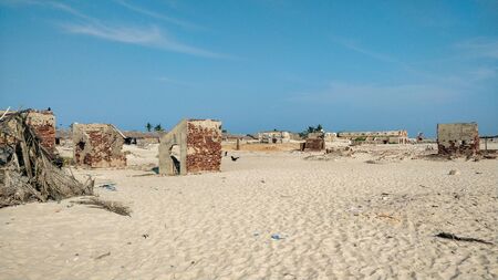 Ruins of a ghost town ravaged by cycloneの写真素材