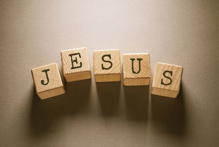 Jesus Word Written on Wooden Cubesの写真素材