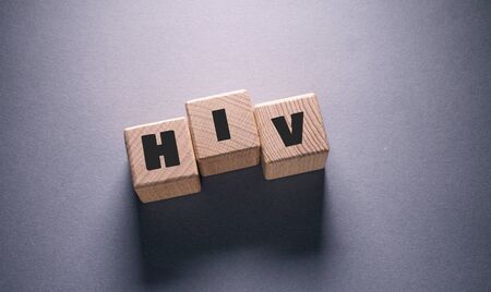 HIV Word Written on Wooden Cubesの写真素材