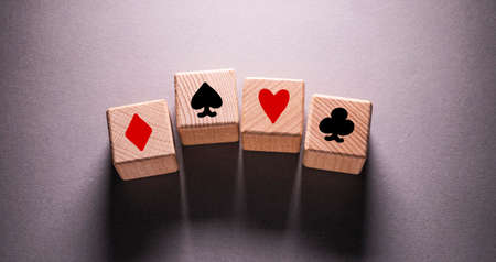 Casino sign Written on Wooden Cubesの写真素材