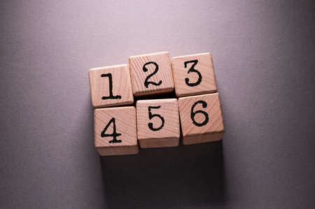 Nambers Word Written on Wooden Cubesの写真素材