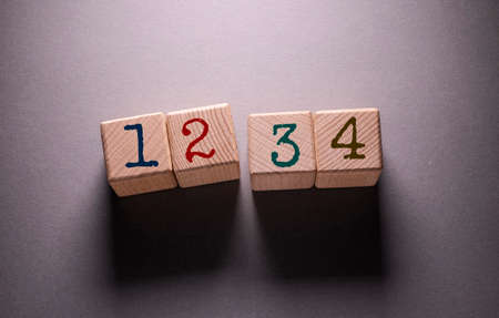 Nambers Word Written on Wooden Cubesの写真素材